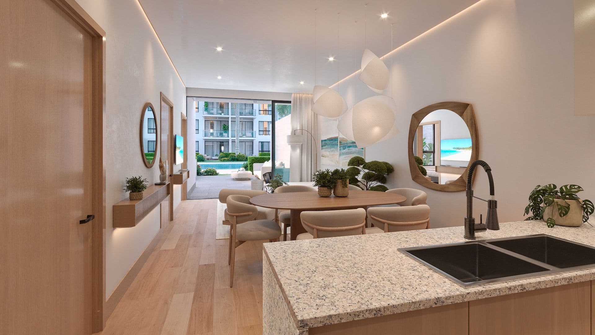 Apartamenty z prywatną laguną i plażą